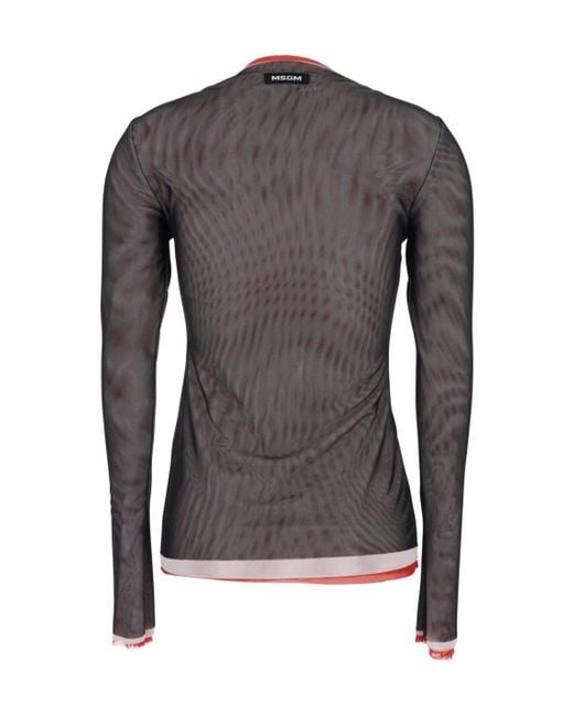 MSGM Gray Crewneck Layered Blouse