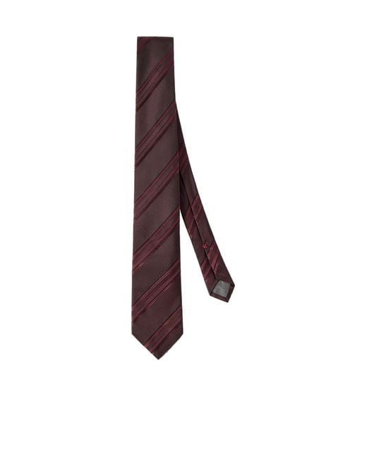 Brunello Cucinelli Purple Textured Striped Silk Tie for men
