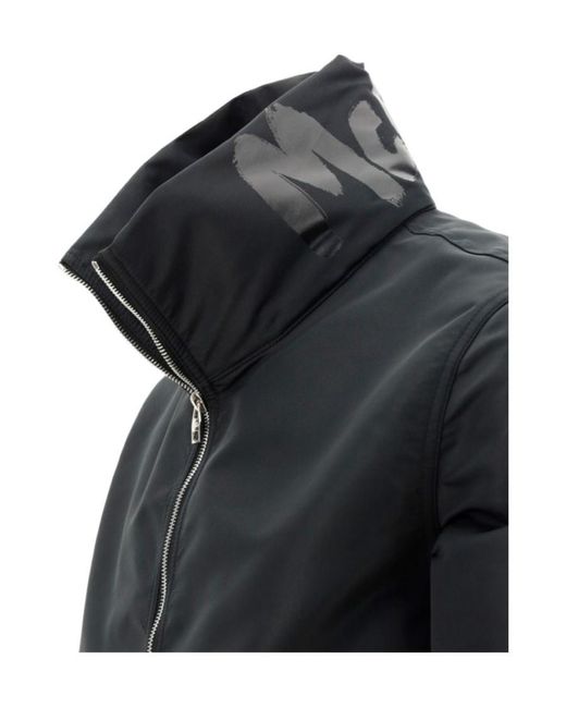 McQueen Black Zipped High-Neck Jacket for men