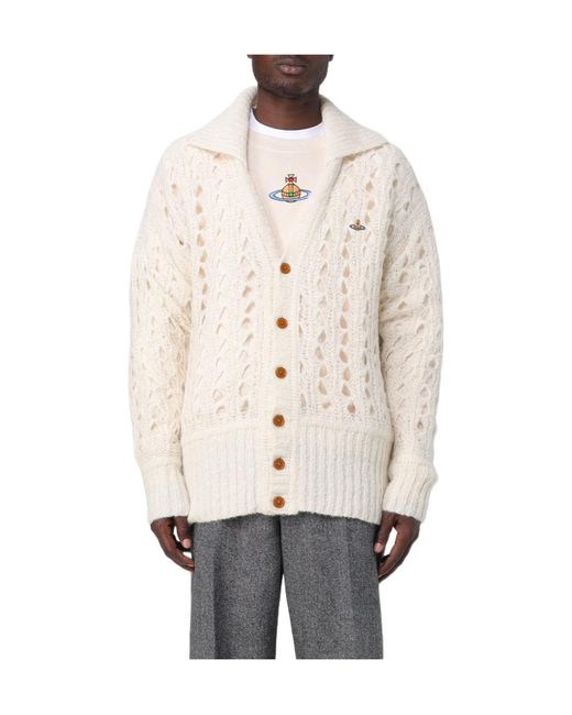 Vivienne Westwood White Lacework Knit Cardigan for men