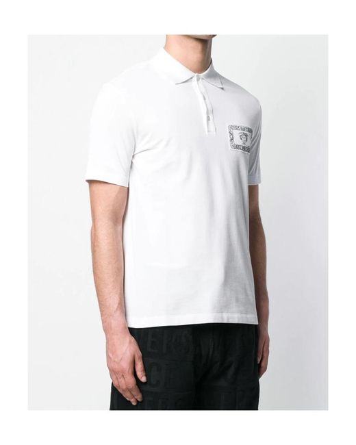 Versace White Printed Polo Shirt for men