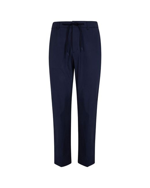 Herno Blue Logo Plaque Drawstring Trousers for men