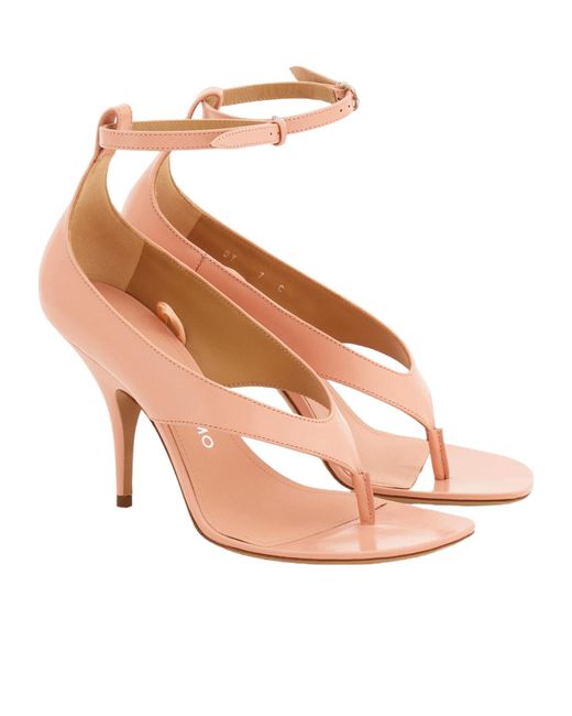 Ferragamo White Heeled Sandal With Ribbon