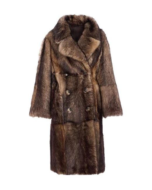 Yves Salomon Brown Long Sleeve Coat