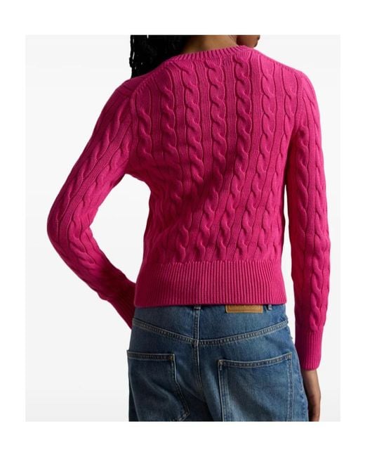 Ralph Lauren Pink Accent Cable-Knit Cardigan