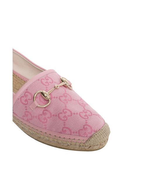 Gucci Pink With Horsebit Espadrilles