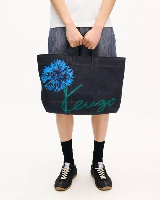 KENZO Blue Tulip Large Tote Bag for men