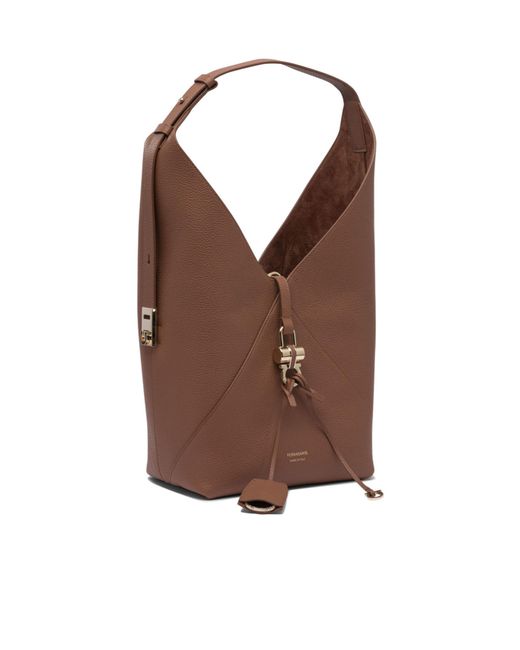 Ferragamo Brown Bucket Shoulder Bag