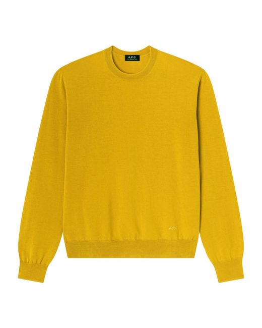 A.P.C. Yellow Crew Neck Sweater for men