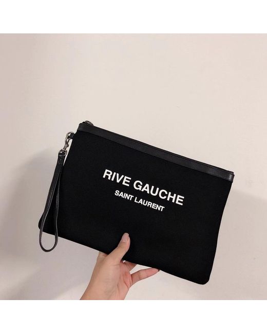 Saint Laurent Black Rive Gauche Print Pouch for men