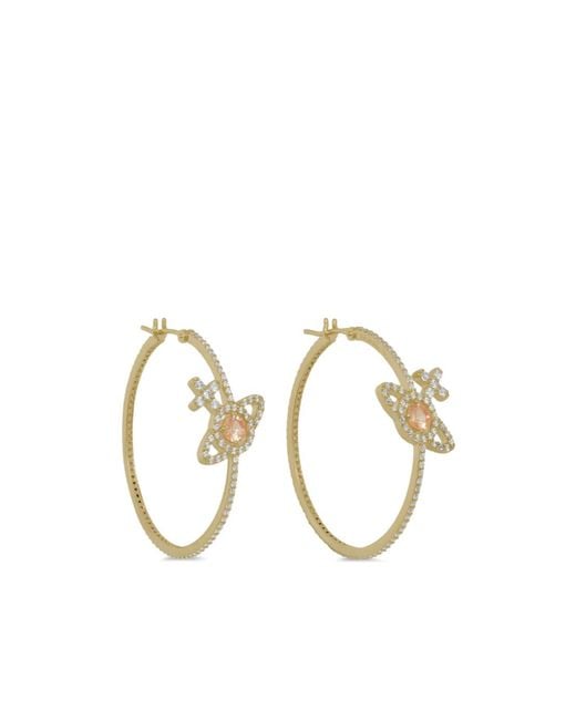 Vivienne Westwood Metallic Olympia Embellished Hoop Earrings