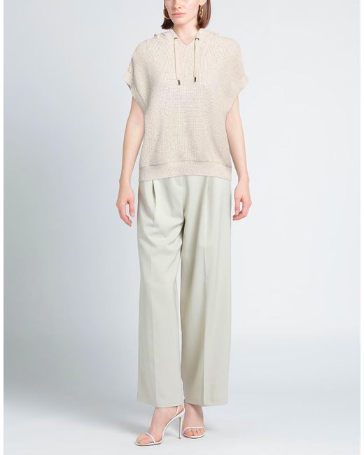 Brunello Cucinelli White Solid Color Sleeveless Knit Top