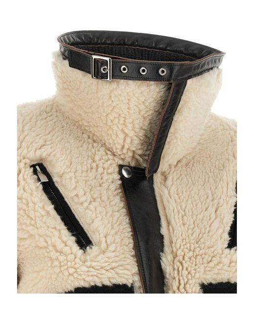 Sacai Black Shearling Effect Wool Jacket