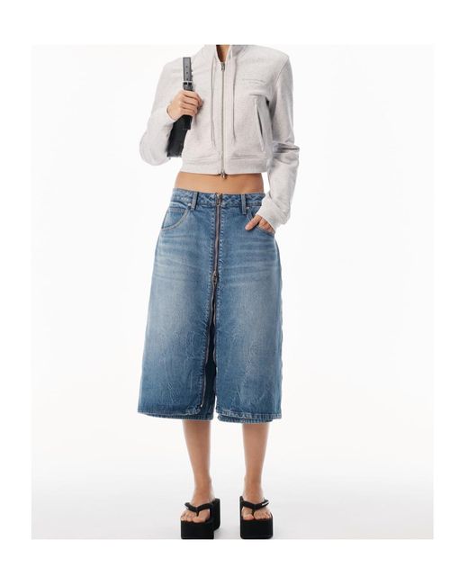 Alexander Wang Blue Zipped Midi Skort