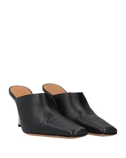Marni Black Square-Toe Leather Mules