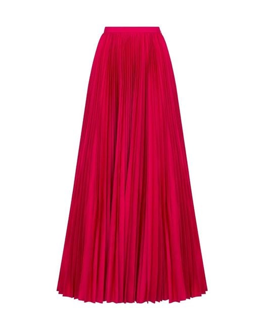 Dior Red Long Pleated Skirt