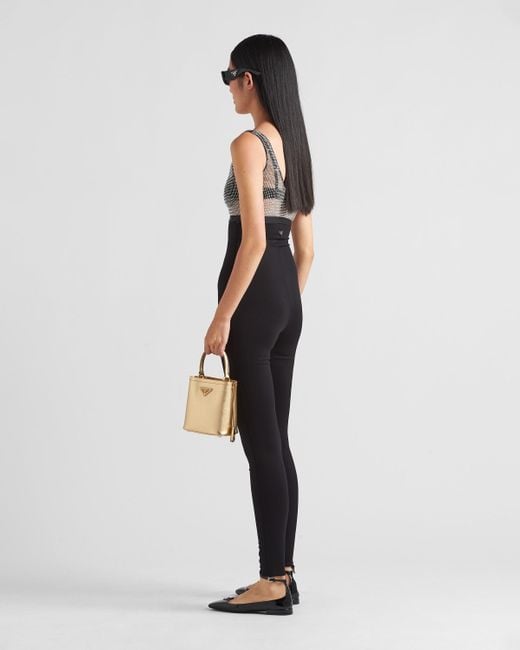 Prada Gray Embellished Mesh Cropped Top