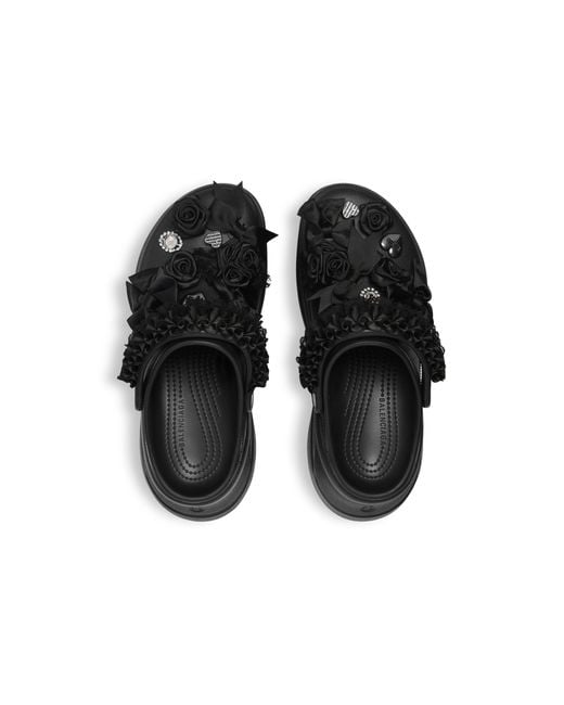 Balenciaga Black Crocs Embellished Platform Clogs