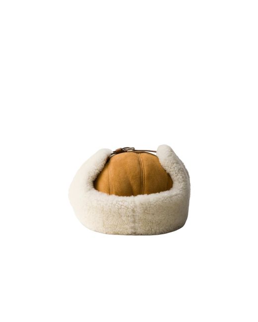 Prada Natural Suede Shearling Trapper Hat for men