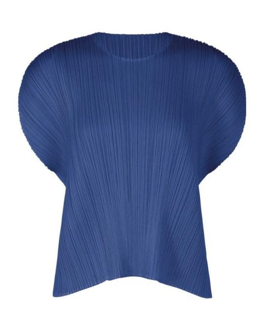 Pleats Please Issey Miyake Blue Pleated Top