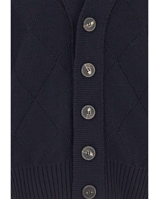 Kangra Cashmere Blue Kangra Diamond-Knit V-Neck Cardigan for men