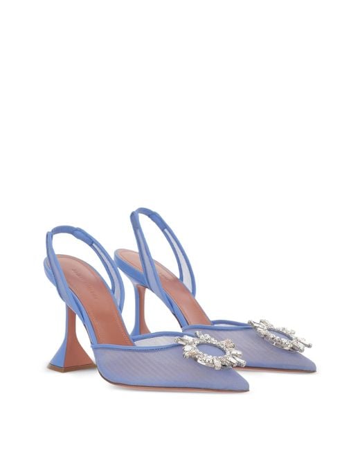 AMINA MUADDI Blue Pointed-Toe High Heels