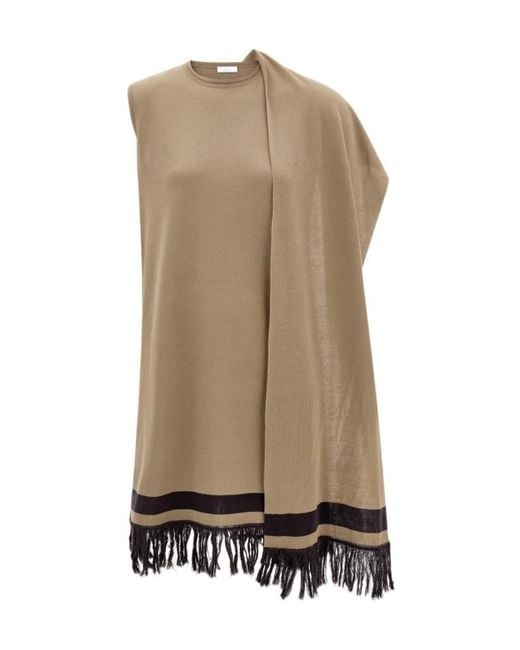 Ferragamo Natural Mini Dress With Fringe Detail