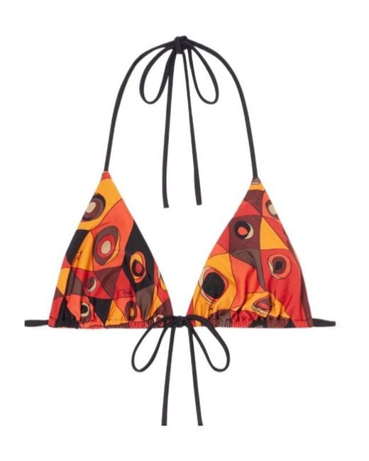 Emilio Pucci Red Printed Triangle Bikini Top