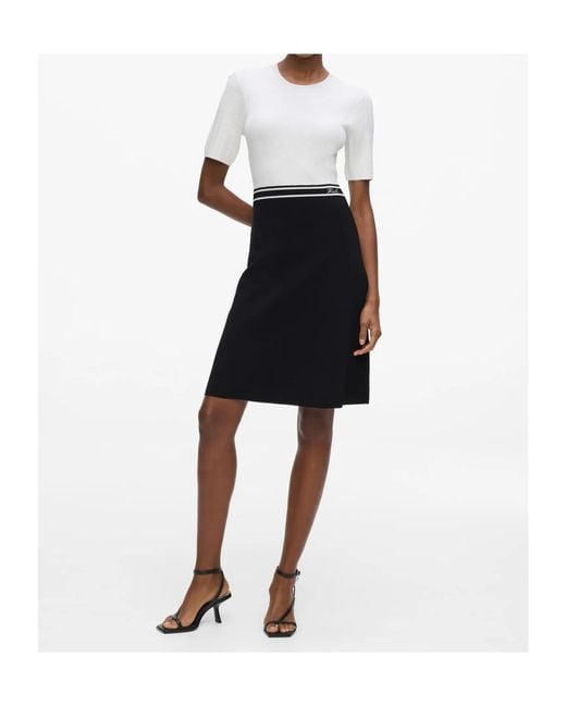 Karl Lagerfeld White Cable-Knit A-Line Mini Dress