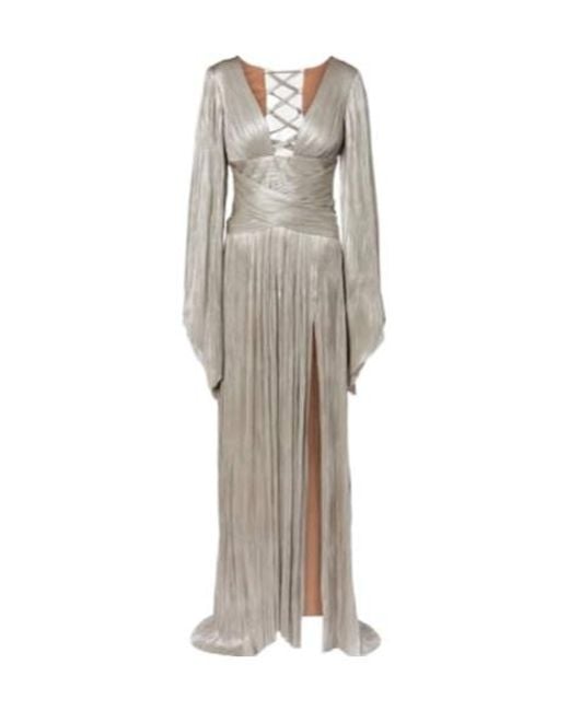 Maria Lucia Hohan Gray Alana Pleated Silk Tulle Gown