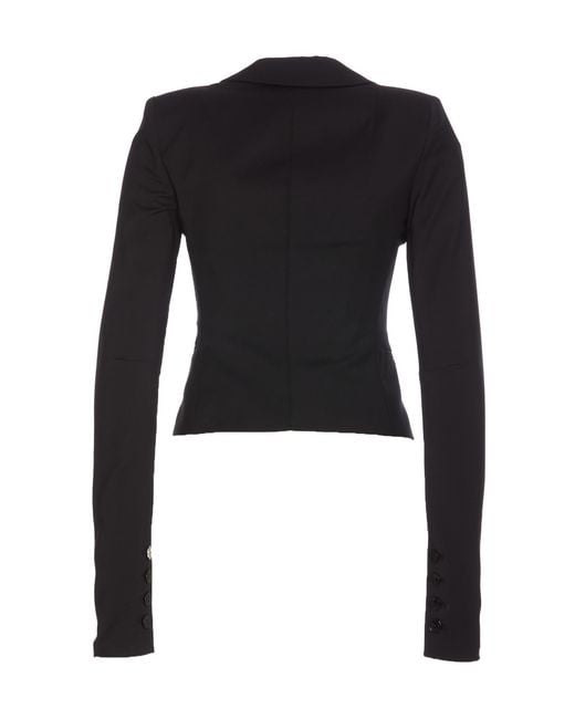 Patrizia Pepe Black Single-Breasted Slit-Sleeve Blazer