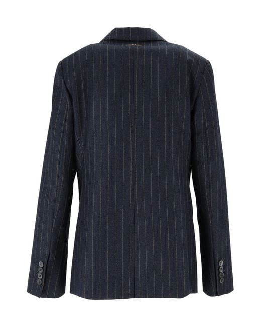 Peserico Blue Single-Breasted Striped Blazer