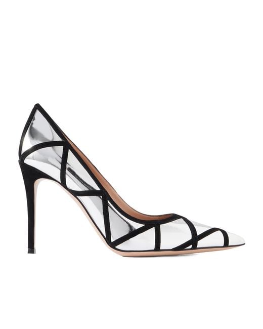 Gianvito Rossi Metallic Suede-Trimmed Mirrored-Leather Pumps