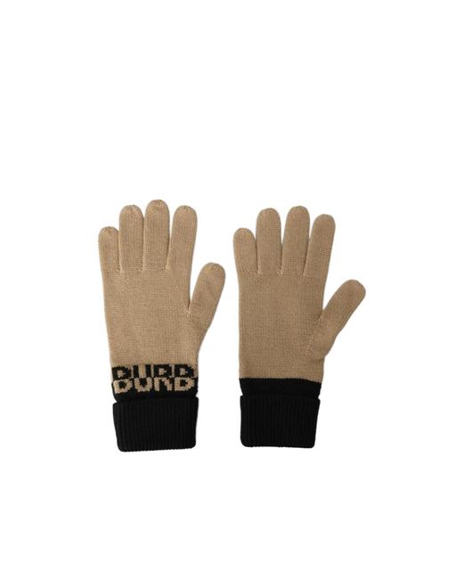 Burberry White Color-Blocked Lettered Knitted Gloves for men