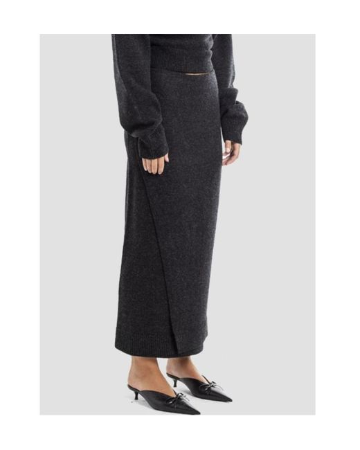 Balenciaga Black Slit Detailed Knit Skirt