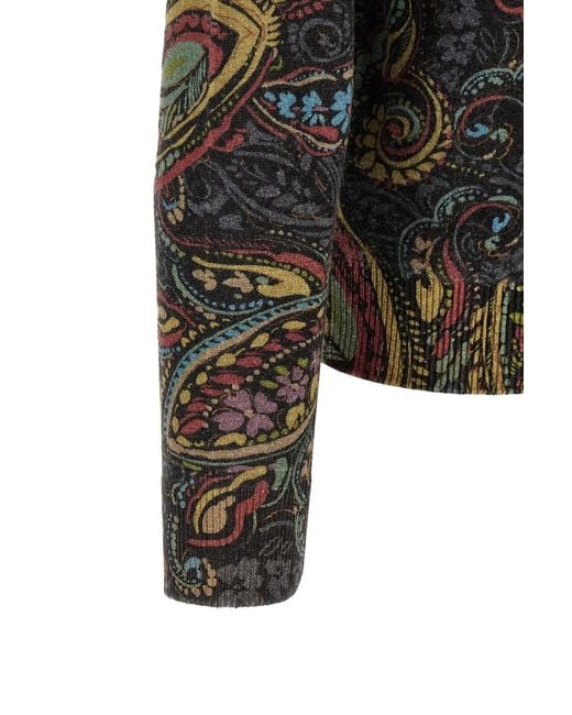 Etro Black Paisley Sweater for men
