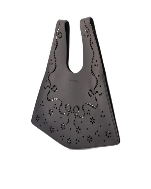 Simone Rocha Black Mini Laser-Cut Tote Bag