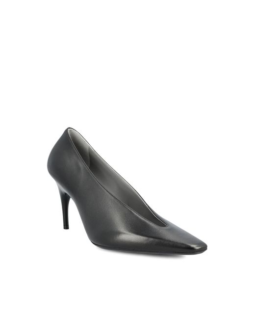 Balenciaga Gray Duchesse Asymmetric Heeled Pumps