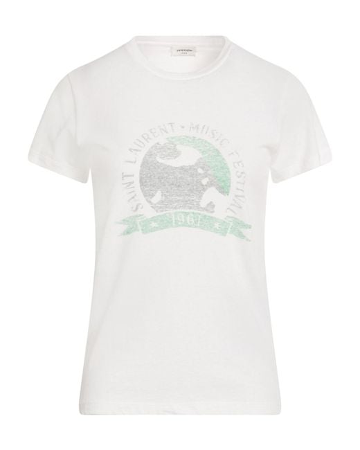 Saint Laurent White Logo Crew Neck T-Shirt