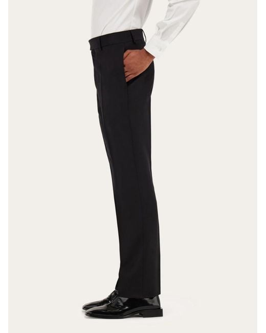 Ferragamo Black Flat Front Tailored Trouser for men