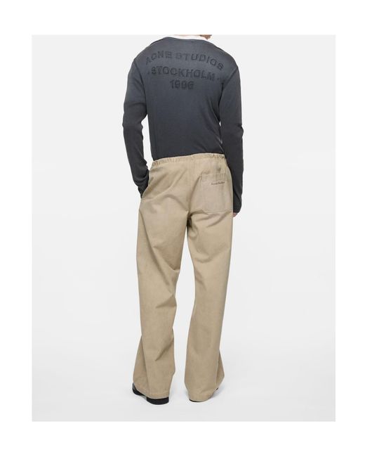 Acne Natural Drawstring Casual Pants for men