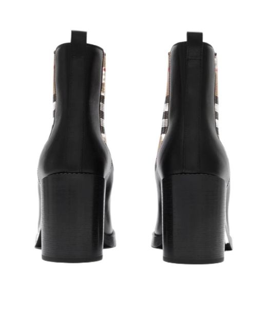 Burberry Black Leather Hampstead Heel Boots