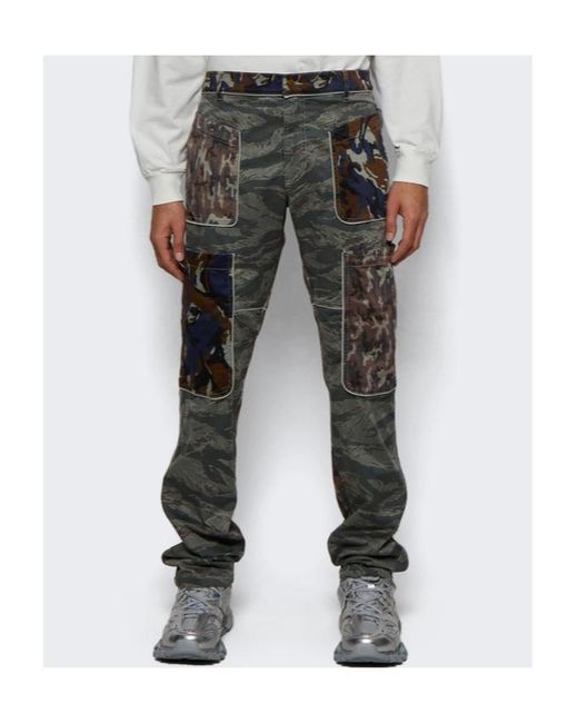 DIESEL Gray Multi-Pocket Camouflage Cargo Pants for men