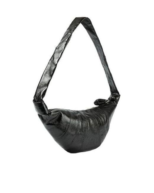 Lemaire Black Croissant Medium Coated Canvas Shoulder Bag