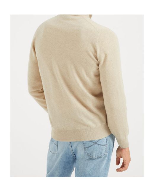 Brunello Cucinelli Natural Cashmere High-Neck Cardigan for men