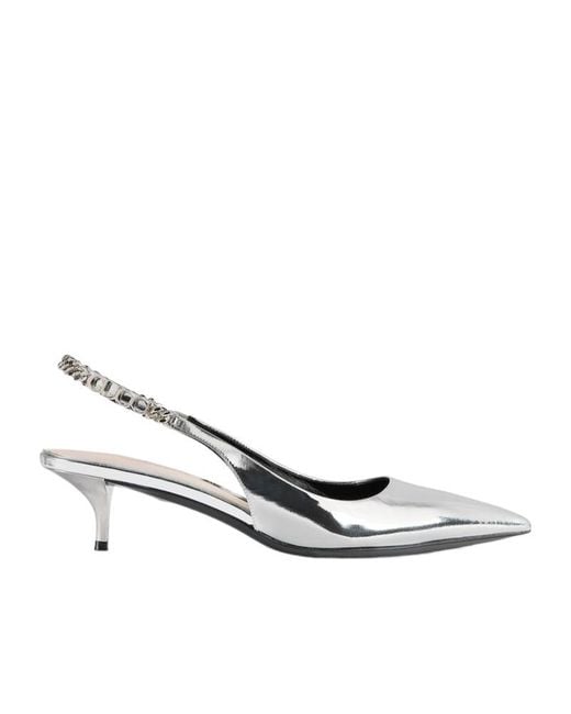 Gucci White Metallic Signoria Slingback Pumps