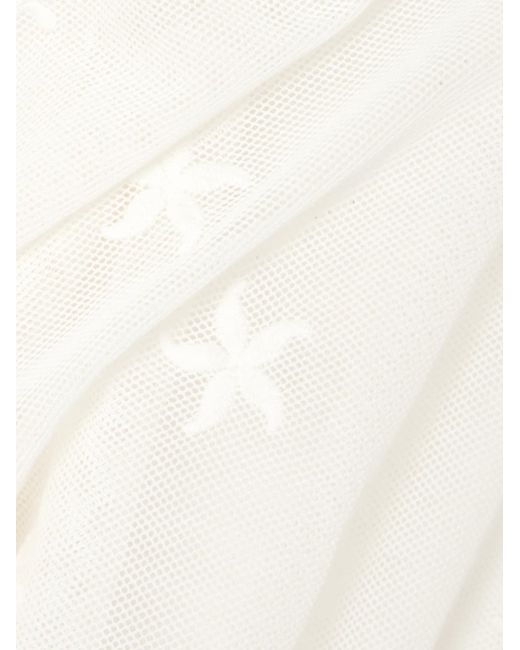 Posse White Cove Embroidered Open-Knit Cotton Kaftan
