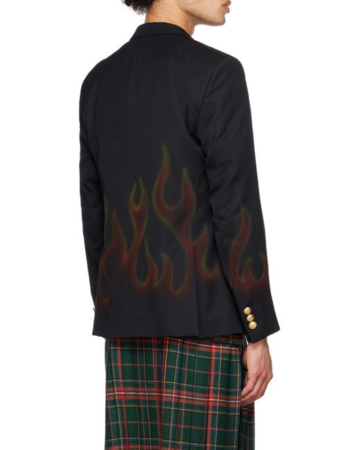 Palm Angels Blue Burning Double-Breasted Blazer for men