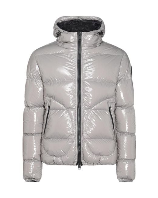 Herno Gray Zip-Up Hooded Coat for men