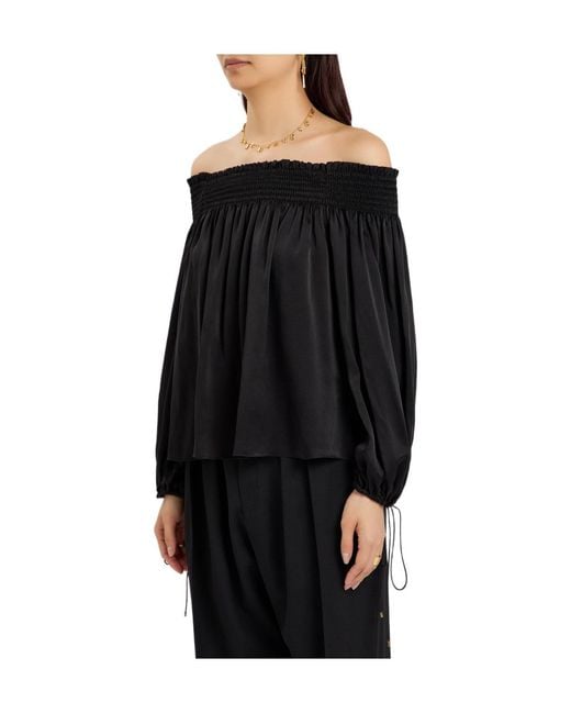Chloé Black Off-The-Shoulder Silk Top
